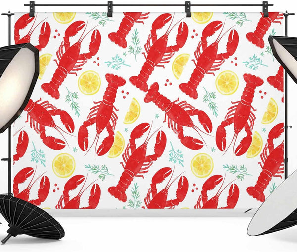 Generic Summer Fruit Photo Backdrop for Photoshoot, 12 x 8 FT Red Lobsters