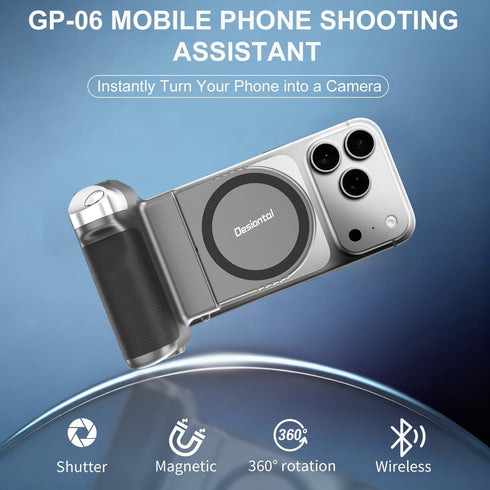 Desiontal 8X Control(10M Magnetic Phone Camera Grip, Suction DSLR Style Handle with Remote Range), Compatible