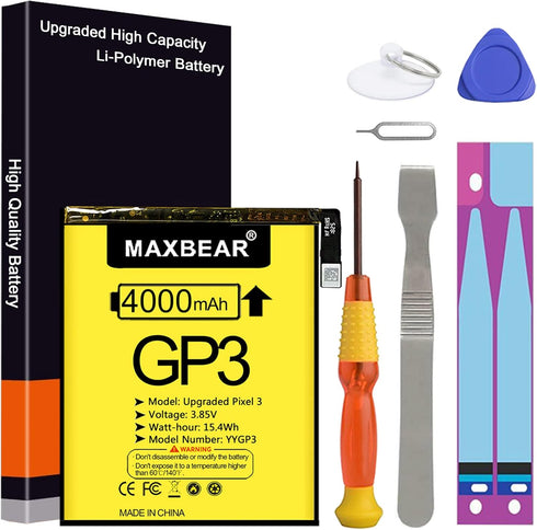 MAXBEAR Google Pixel 3 Battery, 4000mAh Replacement Battery for HTC Google Pixel 3 with Repair Tool Kit