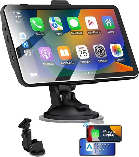 MRSXWPY 7-inch Portable Carplay Screen for Car Compatable with Apple CarPlay and Android