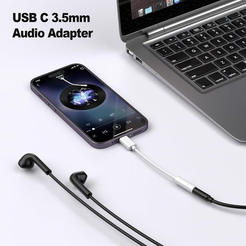 USB-C to 3.5 mm Headphone Jack Adapter-Type C Aux Audio Adapter Compatible with iPhone 15/15 Pro/ 15Pro Max and Other USB c Device Like sam-Sung Hua-wei Smart Phone and pad ect.