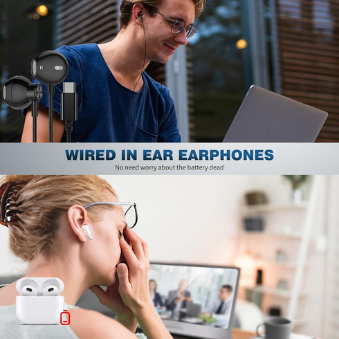 ACAGET USB C Headphones - Wired Earbuds for Samsung Galaxy S25 Ultra S24 FE S23 S22 Plus S21, HiFi Stereo for iPhone