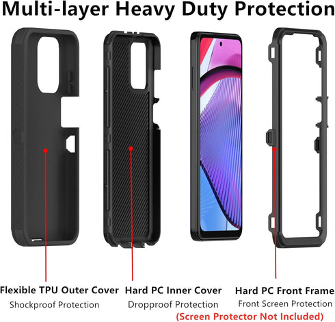 for Motorola Moto G Power 5G 2023 Case, Defender Case Heavy Duty Shockproof Dustproof 3 in 1 Rugged Protective Phone Cover for Moto G Power 5G 2023 (Black)