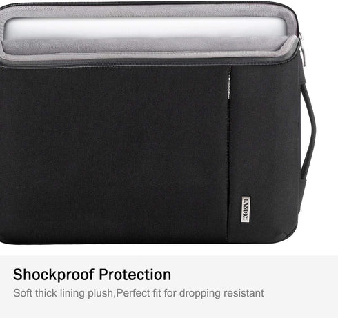 LANDICI 360° Protective Laptop Sleeve 11.6 Inch for Surface Pro 7 8 9, MacBook Air 11, Slim Shockproof Waterproof Black