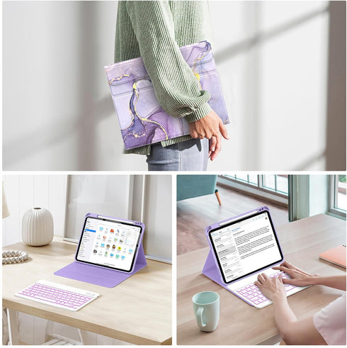 Soke iPad 10th Generation Case with Keyboard, 10.9-inch 2022, Magnetic Detachable Wireless Bluetooth & Backlit Keys