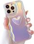 Qokey Cute 3D Love Heart Wave Frame Soft TPU Sparkle Bling Phone Case for iPhone 12 Pro 6.1" (Not fits iPhone 12)