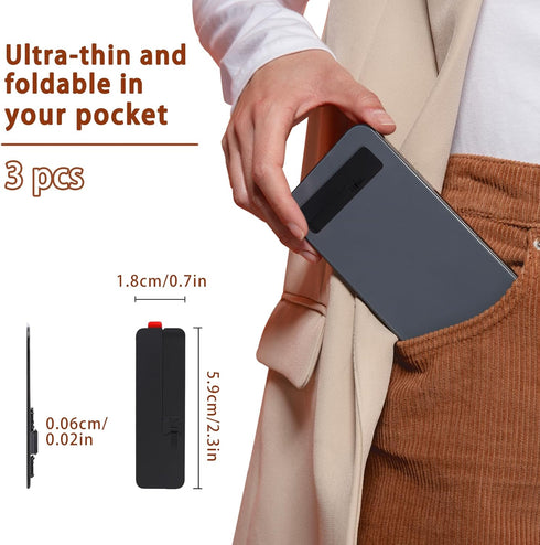 FAIRY CORA 3 Pcs Ultra-Thin Invisible Phone Kickstand, Adjustable Vertical and Horizontal Stand, Compatible with All