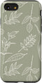 iPhone SE (2020) / 7 / 8 Case Leaves Botanical Flower Plant Line Art Sage Green
