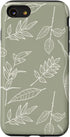 iPhone SE (2020) / 7 / 8 Case Leaves Botanical Flower Plant Line Art Sage Green