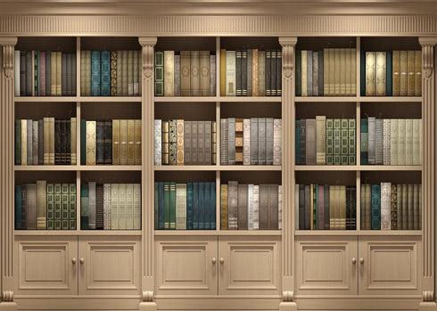 BELECO 8x6ft Fabric Vintage Wooden Bookshelf Backdrop Library Study Living Room Bookcase Books