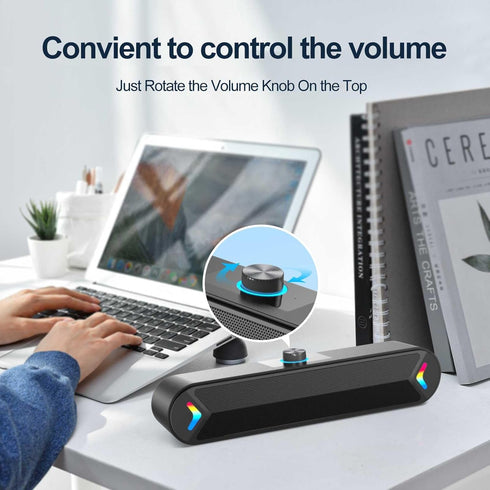 LENRUE Computer Speakers for Desktop, 10W PC Speakers for Desktop/Laptop/Tablet/Monitor, USB Soundbar