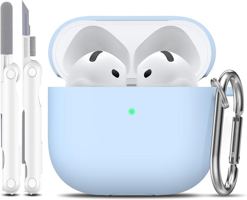 R-fun Airpods 4th Case Cover with Cleaner Kit, Soft Skin Silicone Case with Keychain, Full Protective Case for Men Women