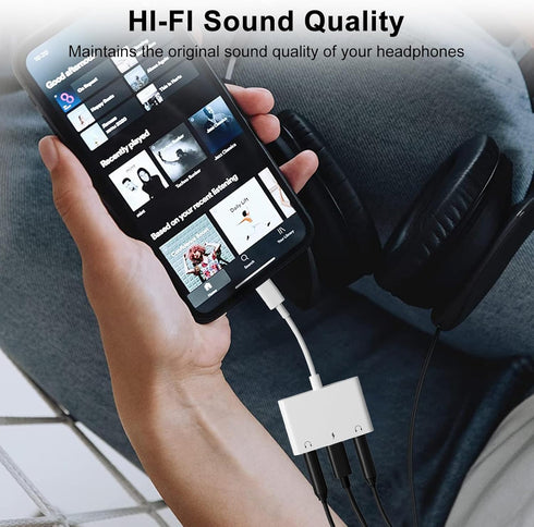iPad Headphone Adapter, Headphone Splitter for 2 Headphones, 3 in 1 USB C to 3.5mm Jack Audio Adapter with Charging