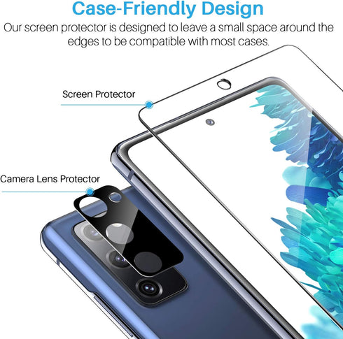 Samsung Galaxy S20 FE 5G Screen Protector 3 Pack + Camera Lens Protectors, 9H Tempered Glass, Easy Install [Not for
