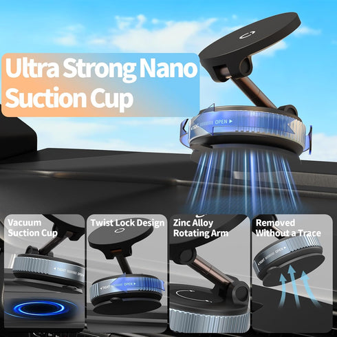 E EAKSON 15W 360 17 16 15 14 13 12 Wireless Car Charger - Fast Wireless Charging Car Mount, Adjustable Vacuum Magnetic