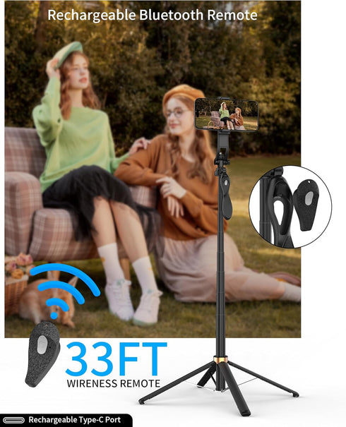 Free Fashion 71" Selfie Stick Quadpod, Phone Stand,Cell Phone Tripod with Wireless Remote, iPhone Quadpod Stand,Selfie