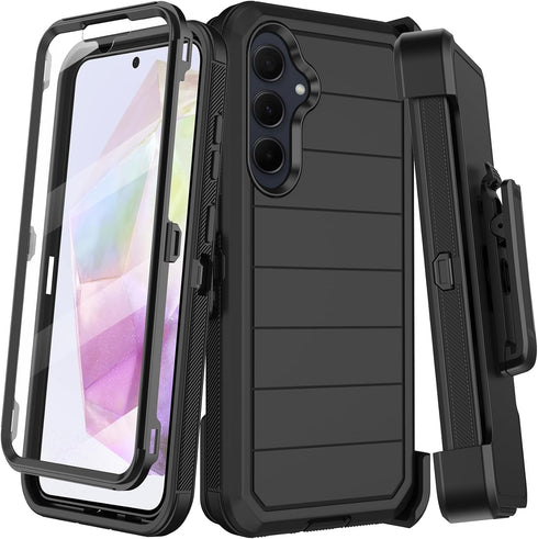 Heavy Duty Shockproof Drop Protection Case for Samsung Galaxy A35 5G with Belt Clip Holster & Built-in Screen Protector