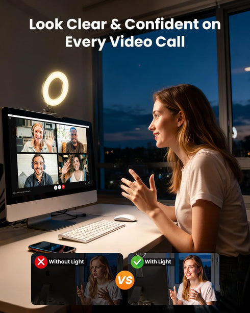 Evershop Phone/Webcam/Monitor,5" Ring Light for Laptop Desk Clip On,Small Computer Video Conference Lighting with Stand