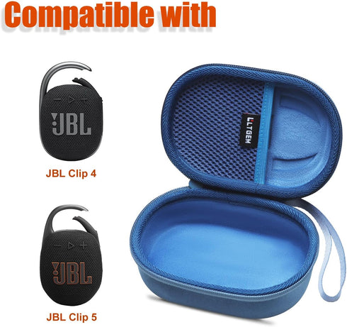 LTGEM Case for JBL Clip 4/5, Ultra Portable Waterproof Dustproof Bluetooth Speaker, Blue