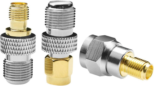 F-Type to SMA Male Female Adapter Connector, 3 Sets, 9 Pcs RF Coaxial Coax, SMA Male to F-Type, F Female to SMA Female