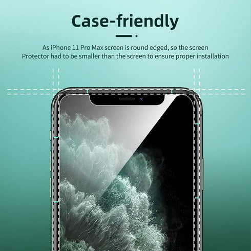 NEW'C 4 Pack, 2 Pack Screen Protector for iPhone 11 Pro Max + 2 Pack Camera Lens Protector, Case Friendly