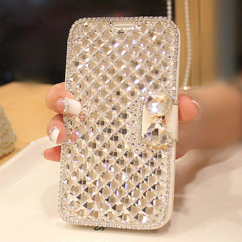 Bonitec iPhone 12 Wallet Case, Luxury Glitter Bowknot Crystal Diamond Flip Stand Case with Card Slot
