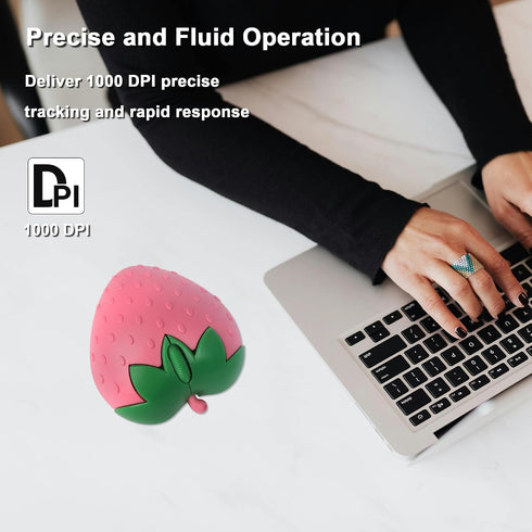 Gabongcui 2.4GHz 1000DPI Wireless Bluetooth Mouse Cute Fruit Strawberry Shape Mouse & Bluetooth Dual Mode Optical