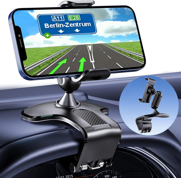 360 Degree Rotation Dashboard Cell Phone Holder for Car, Suitable for 4 to 7 inch Smartphones, Black