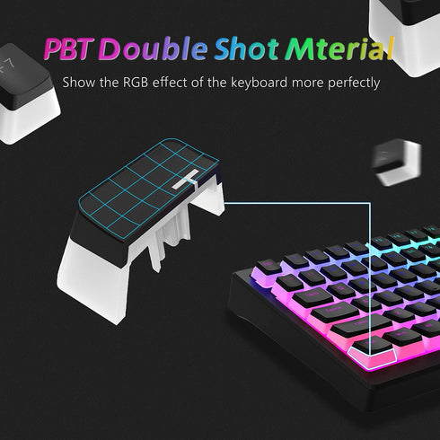 Womier Pudding Keycaps Set, 165 PBT Keycaps, Shine Through OEM Profile for 100%, 75%, 65%, 60% Keyboards - Black