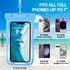 2 Pack Waterproof Phone Pouch, IPX8 Underwater Case for iPhone 15 14 13 Pro Max Samsung, Blue + Blue
