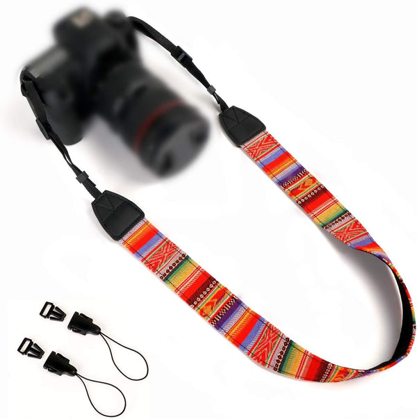 WANBY Canvas Rainbow Camera Strap with Quick Release Buckles for DSLR SLR