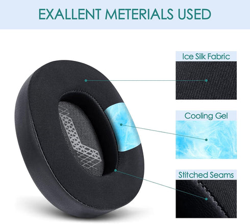 GVOEARS Cooling Gel Replacement Ear Pads for JBL Live 650/660BTNC, Memory Foam & Breathable ICE Silk Fabric (Black).