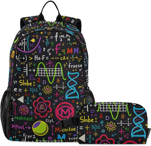 ALAZA Colorful Math Science Geometric Backpack and Lunch Bag Set Back Pack