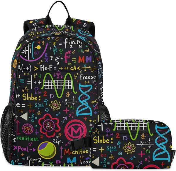ALAZA Colorful Math Science Geometric Backpack and Lunch Bag Set Back Pack
