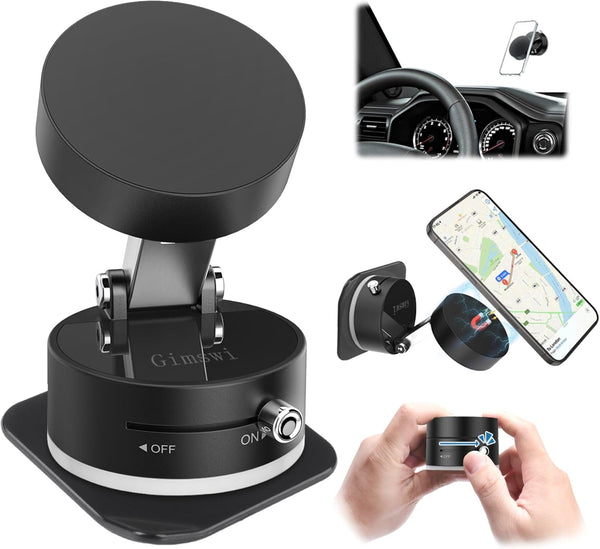Gimswi Vacuum Magnetic Phone Holder with Metal Ring Compatible with iPhone 17 Samsung