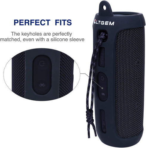 LTGEM Silicone Carrying Case for JBL FLIP 5 Portable Bluetooth Speaker, Waterproof with Extra Carabiner
