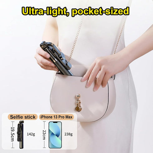 ZMDCAM 360 31.5 Portable Selfie Stick with Detachable Remote, Extendable Rotation Phone Tripod Stand, Mini Travel