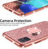 nancheng Cute Girls Women Glitter Silicone Phone Case for Samsung Galaxy A71 5G with Ring Stand Strap Lanyard - Rose