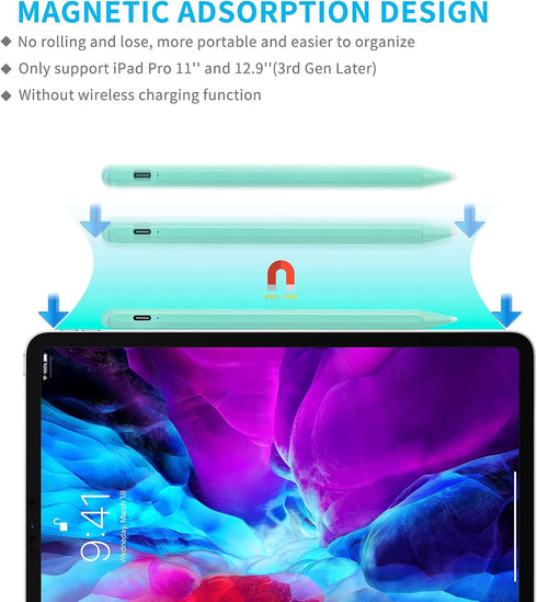 iPad Pen for Apple iPad 11th/10th/9th/8th Generation 10.2", Palm Rejection Fine Point Active Stylus Pencil for Drawing,