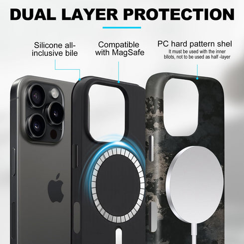 flewfun 15 Magnetic for iPhone Case Christian Cross Camo Phone Case, Shockproof Slim Soft TPU and Hard PC Protective