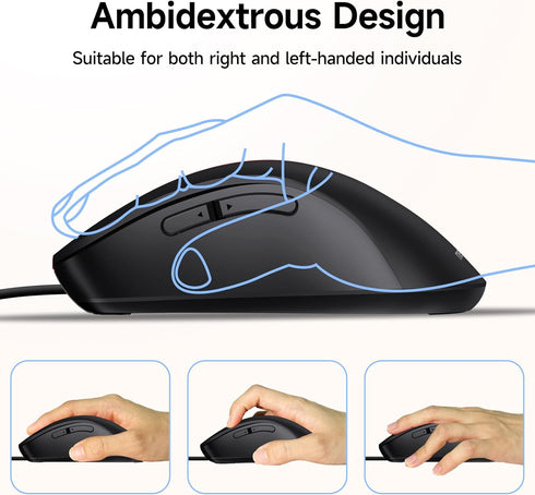 memzuoix Wired Mouse, USB Computer Mouse 1200 DPI, Ergonomic Design with 5FT Cord for Laptop, PC, Desktop