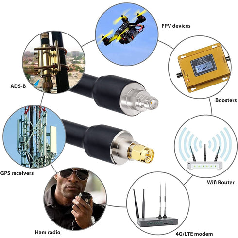 XRDS -RF SMA Cable - SMA Extension Cable, Low Loss KMR400 SMA Male to Female for 3G 4G LTE, 35FT