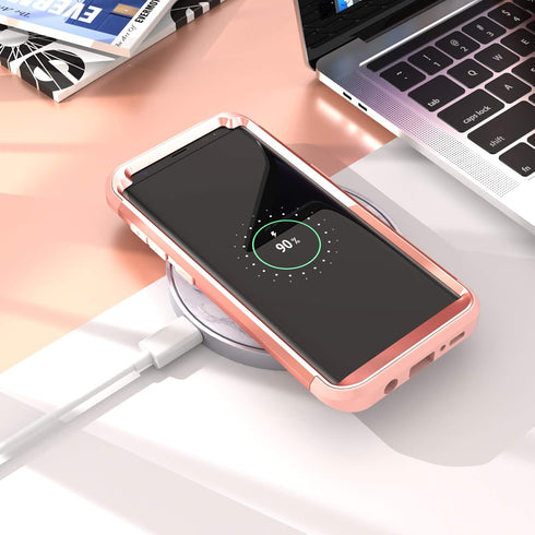 IDweel Case for Galaxy Note 8, 3 in 1 Shockproof Slim Fit Hybrid Heavy Duty Protection, Rose Gold for Women