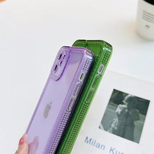 Cute Clear Bling Crystal Diamond iPhone 12 Case with Sparkle Camera Lens Protector, Soft TPU Cover for Women, Purple.