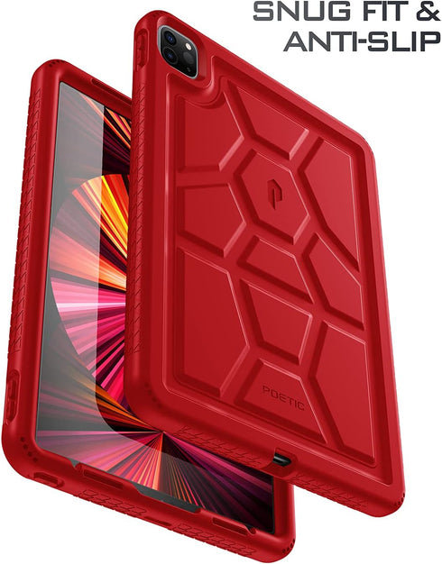 Poetic TurtleSkin Heavy Duty Case for iPad Pro 11 Inch, Kids Friendly Silicone Cover in Red