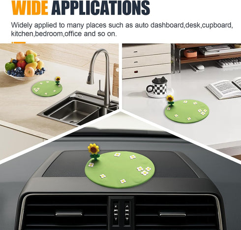 GAOLAOSY 4" 3.2" Car Dashboard Non-Slip Mat, Multifunctional Adhesive Gel Pad for Car Interior, Cute Flower Sticky Dash