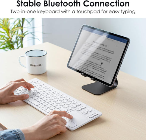 SANWA Multi Device Bluetooth Keyboard with Touchpad, Rechargeable Keypad for Laptop, Desktop, iPad/iPhone, Compatible