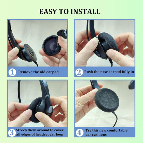Ear Cushions for Jabra Headset, Foam Replacement Ear Pads Compatible with Jabra Biz 1500 1900 2300 2400 (4 Pack)