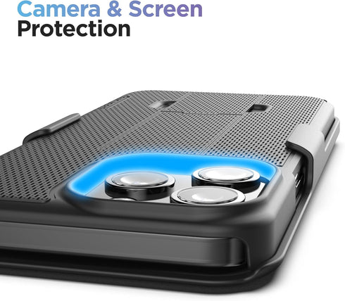 Encased DuraClip Holster for iPhone 15 Pro Case with Belt Clip Phone Holder and HD Screen Protector (iP15-PRO 6.1") -