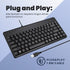 Perixx PERIBOARD-409U ES Mini USB Teclado QWERTY Español con Ñ tecla, Negro Brillante